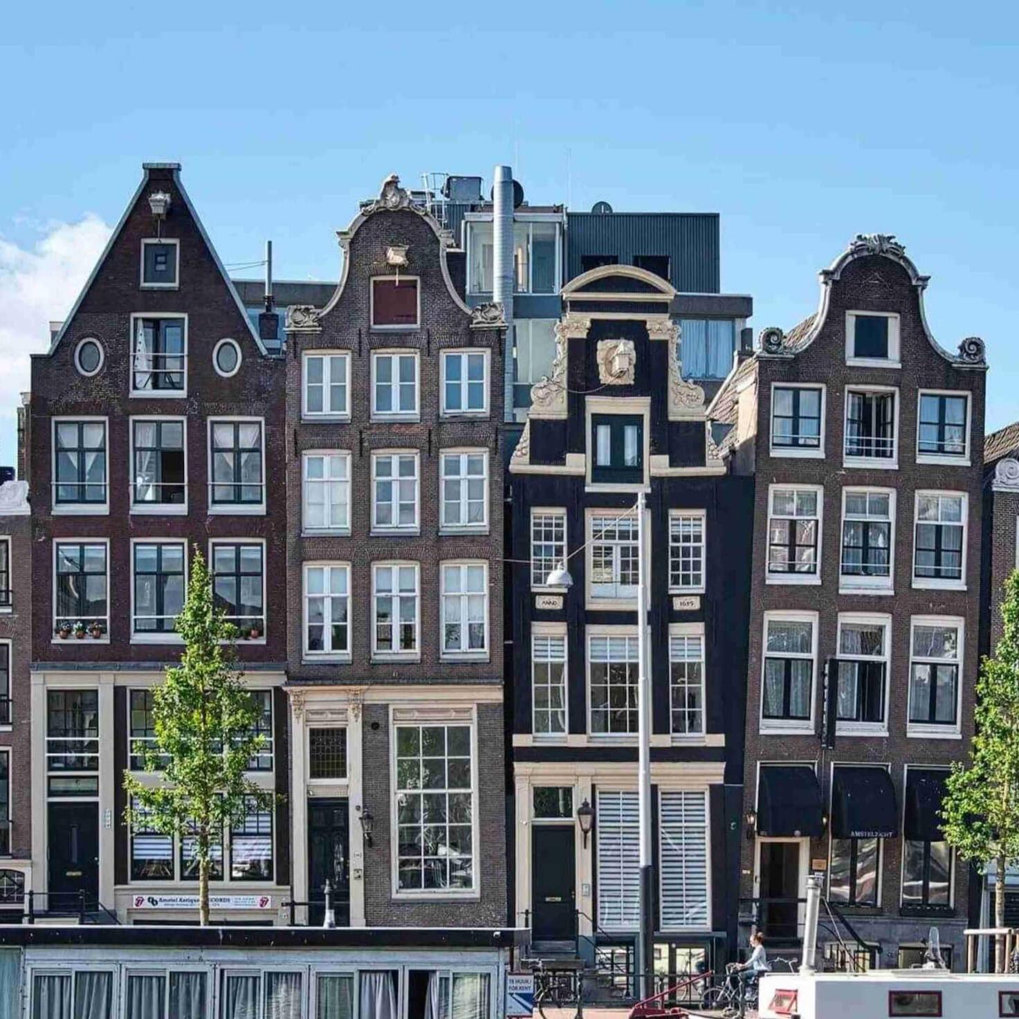 Amsterdam student housing area with canal houses